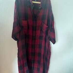 Madewell Red and Black Checkered Shirt dress